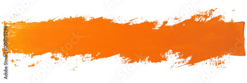 Rectangular orange paint brush stroke on white background in abstract art style