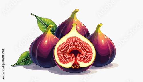 Colorful stack of figs with glossy highlights, inviting freshness