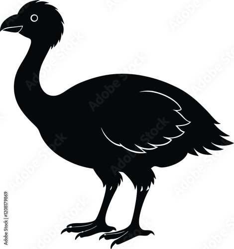 Extinct birds Dodo silhouette vector illustration