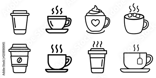 Various drink icons showcasing hot beverages perfect for winter and cozy gatherings