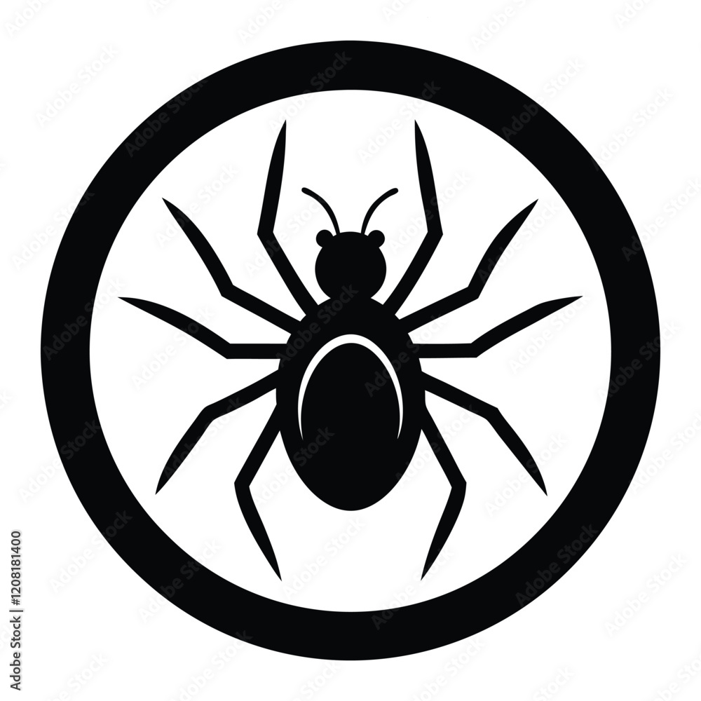 Clock spider sits vector art illustration icon logo Clock spider sits vector art illustration icon logo