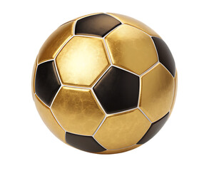 Soccer ball made of gold isolated on a transparent background PNG.AI GENERATED
