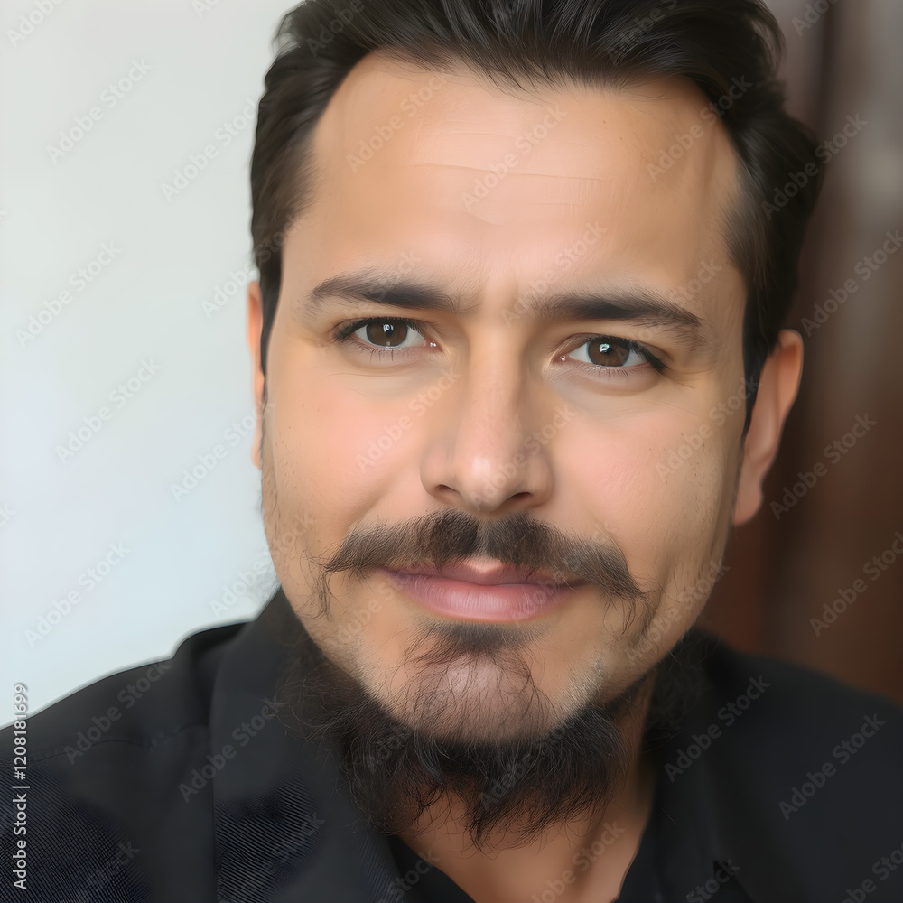 Un mexicano moreno con bigote característico y estilo clásico. Un mexicano moreno con bigote característico y estilo clásico.