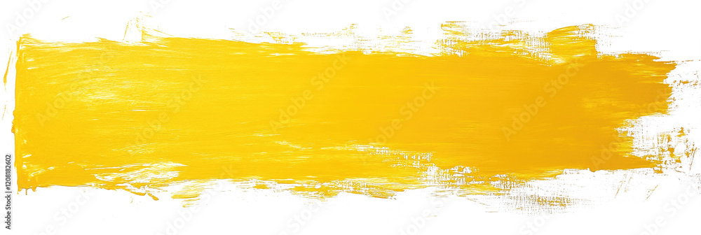 Bright yellow brush stroke on white background in abstract artistic style Bright yellow brush stroke on white background in abstract artistic style