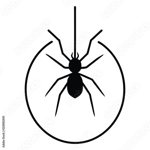 Clock spider sits vector art illustration icon logo