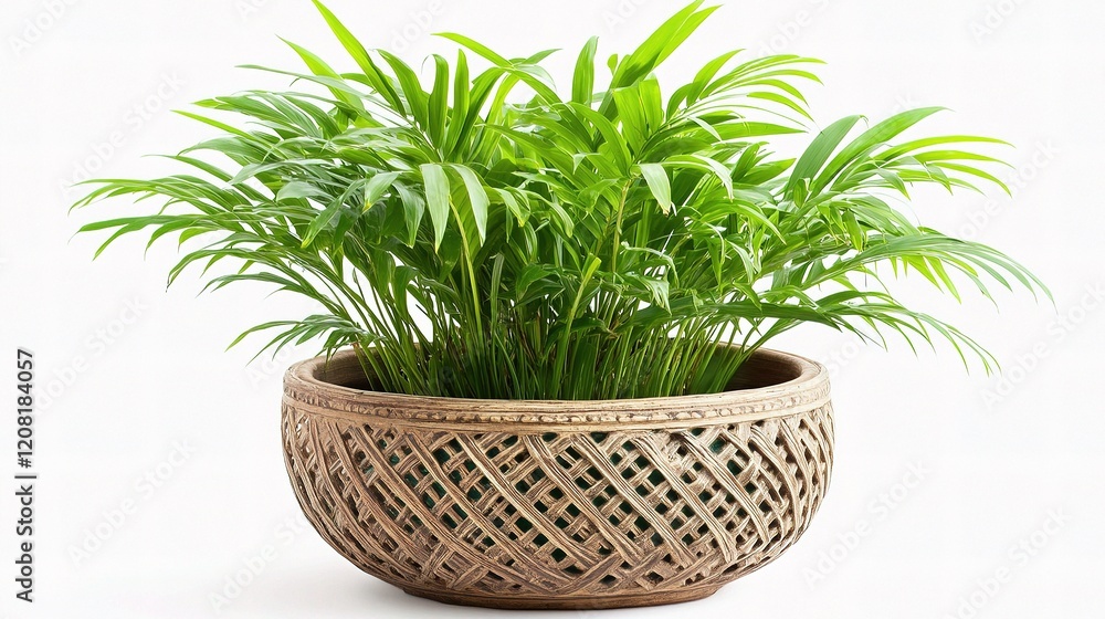 Naklejka premium Areca Palm in Decorative Pot Isolated on White Background