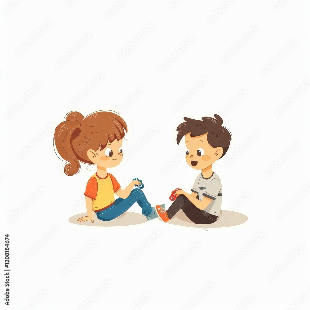 A girl and a boy are playing a video game together A girl and a boy are playing a video game together
