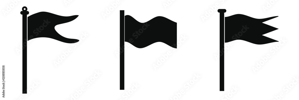 Fototapeta premium Set of black flag icon. Flag icon.
