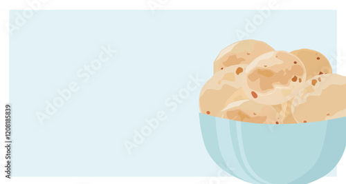 Pão de Queijo copyspace vector. Brazilian cheese bread backdrop illustration. 