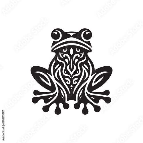 Black Color Frog silhouette design Vector Illustration, Solid White Background (14).eps