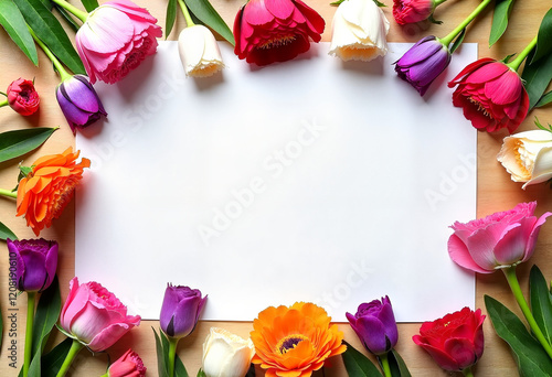 Wallpaper Mural Colorful flowers on white paper Torontodigital.ca