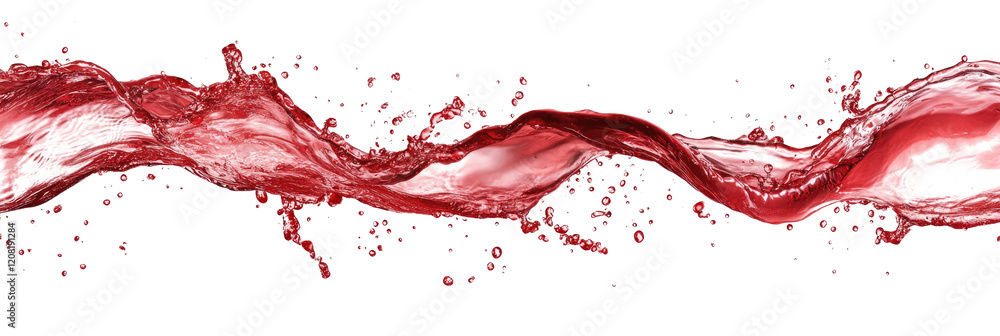 Vibrant red liquid wave flowing smoothly against a white background Vibrant red liquid wave flowing smoothly against a white background