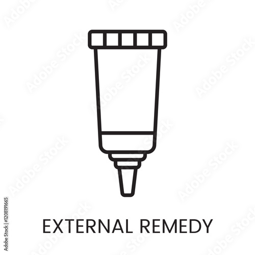 An icon of a tube for external remedy in vector, symbolizing topical treatment applications, with an editable stroke