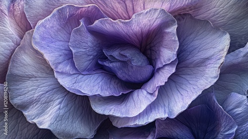 Macro shot of delicate lavender flower petals showcasing intricate textures and soft hues in a nature-inspired composition. photo