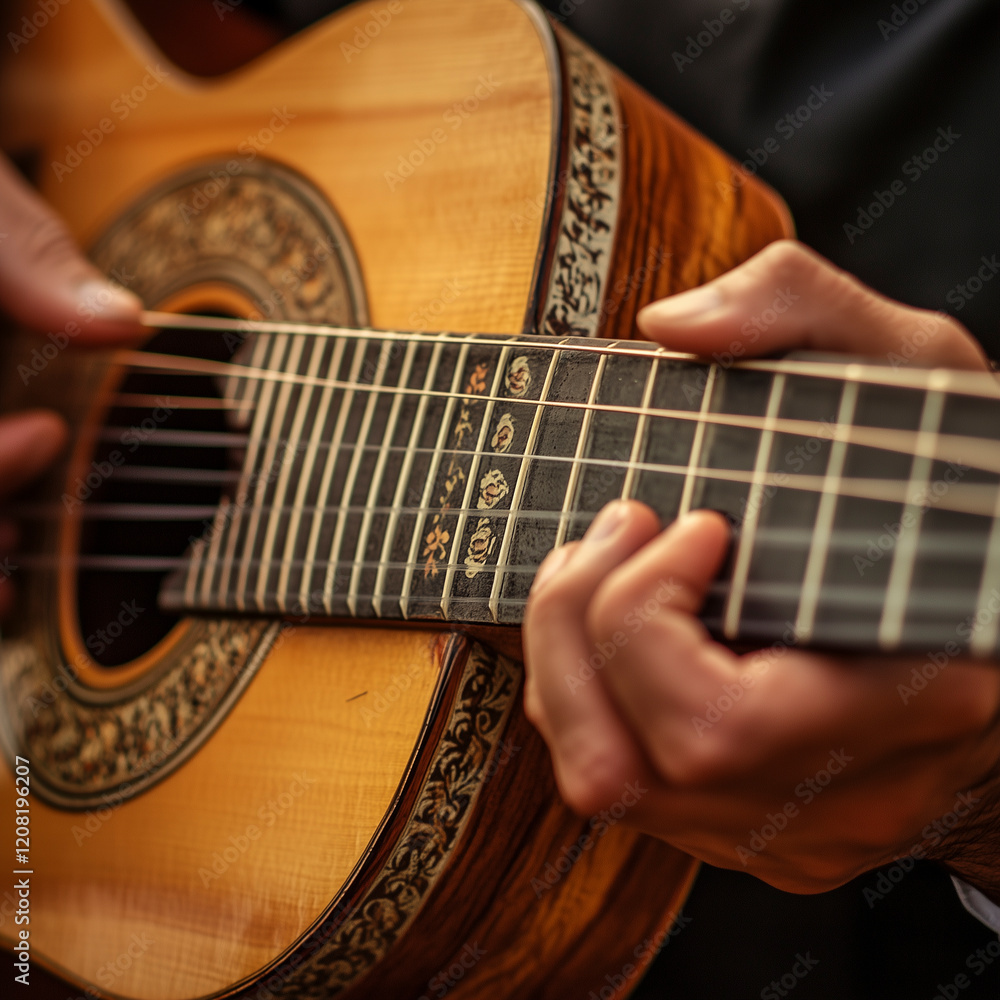 Fototapeta premium Hand playing classical guitar.