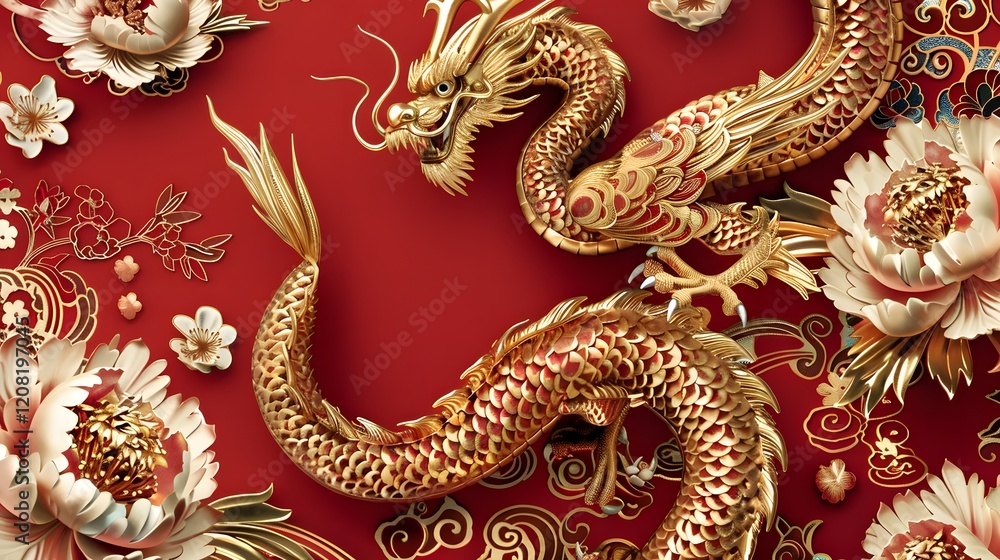 Sophisticated Chinese New Year wallpaper with golden details and timeless patterns Sophisticated Chinese New Year wallpaper with golden details and timeless patterns