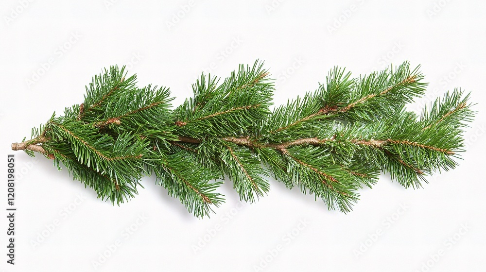 Festive Green Pine Twig Adorned with Holiday Decorations Festive Green Pine Twig Adorned with Holiday Decorations