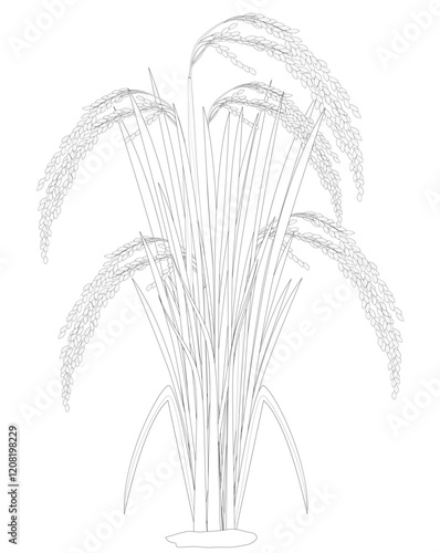 outline rice plant on white background vector design