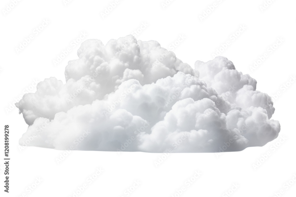 Soft white clouds billow against a light backdrop, creating a serene atmosphere in the sky isolated on transparent background