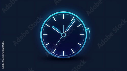 Wallpaper Mural Clean linear icon of a clock, adorned with simple lines and minimalistic charm in dark blue., Torontodigital.ca