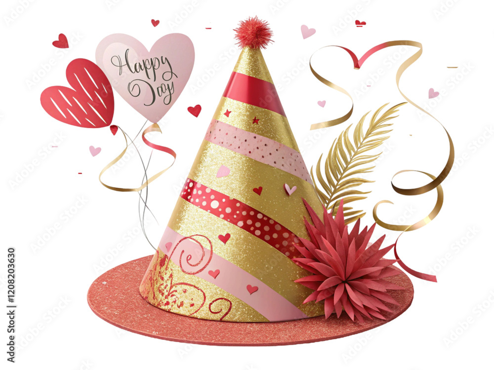 party hats with heart shape balloons flowers party hats with heart shape balloons flowers