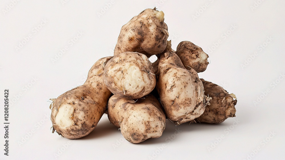 Freshly Harvested Young Potatoes Isolated on White Background Freshly Harvested Young Potatoes Isolated on White Background