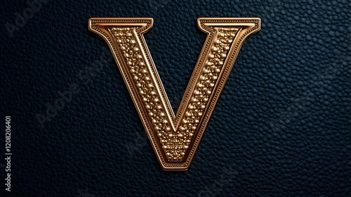 Golden Letter V 3D Illustration