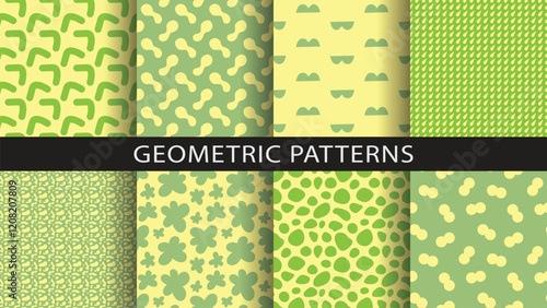 Set of seamless patterns with hand drawn shapes.
