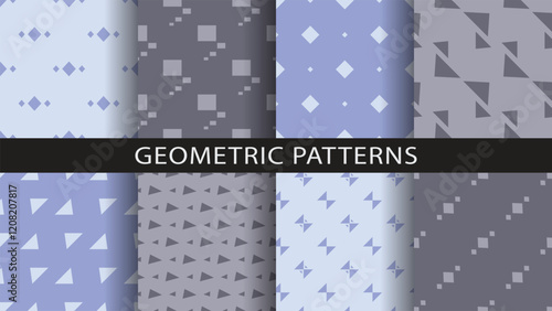 Set of seamless patterns of geometric figures. Vector illustrations
