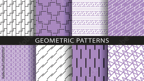 Set of seamless linear geometric patterns
