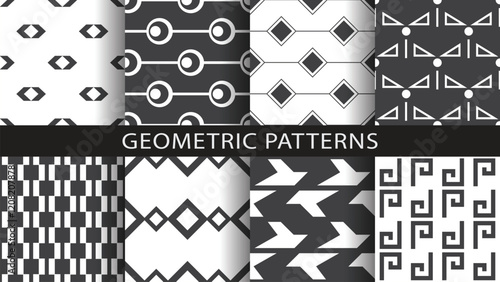 A set of seamless geometric patterns.Vector illustration
