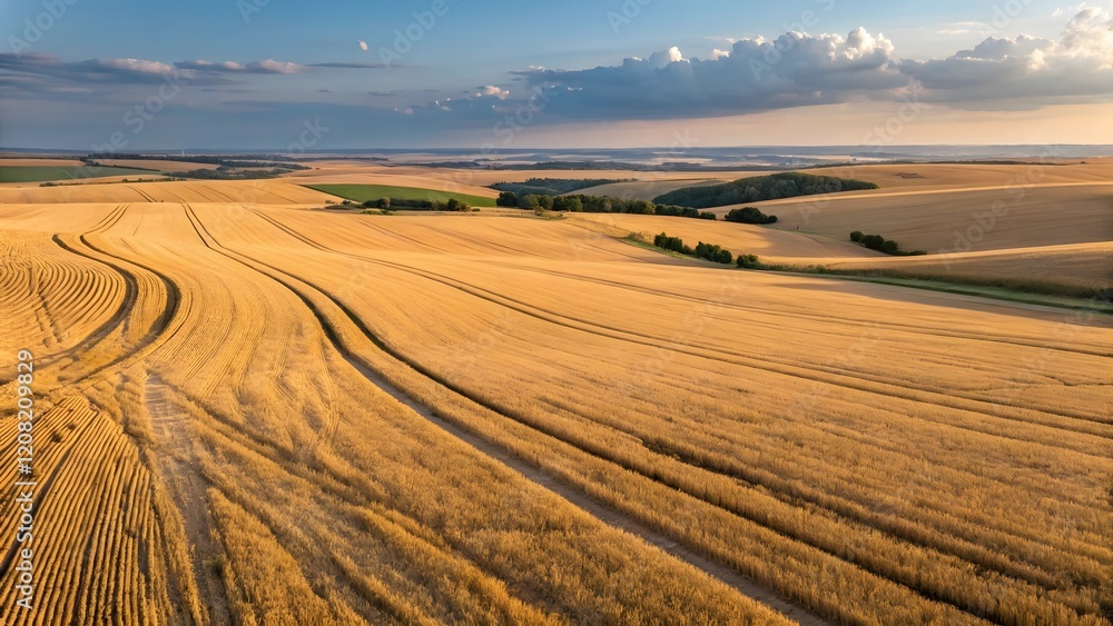 Fototapeta premium landscape with golden wheat field