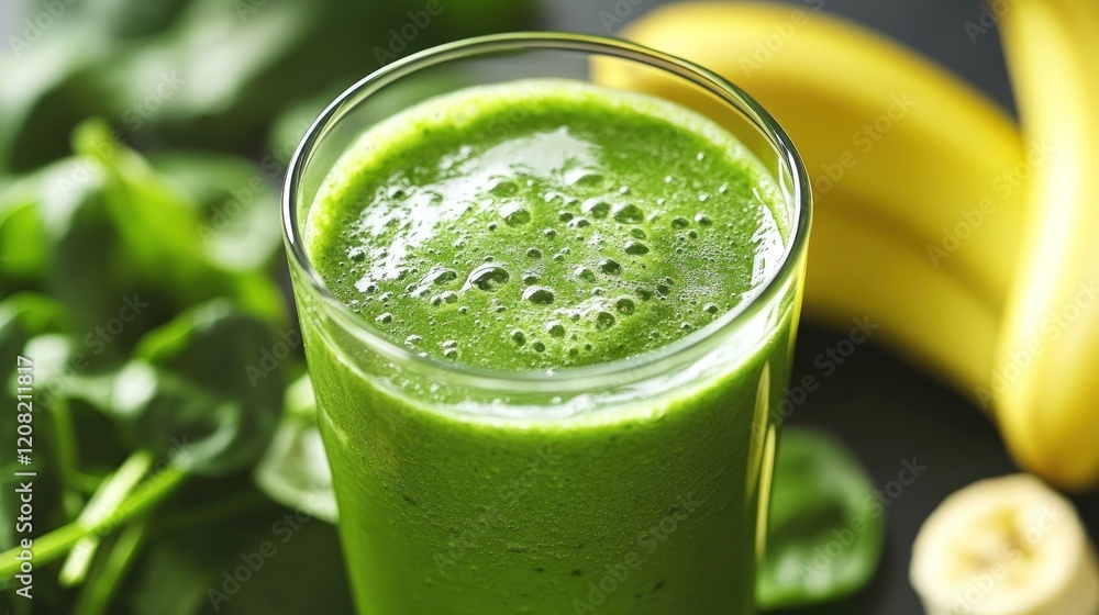 Refreshing Green Smoothie: A Blend of Spinach and Banana Refreshing Green Smoothie: A Blend of Spinach and Banana