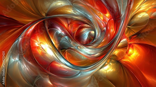 Abstract swirl, fiery colors, futuristic design, dynamic energy, digital art, glowing texture photo