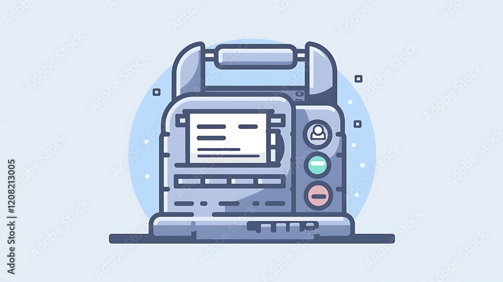 Clean linear icon of a cash register with receipt, minimalistic in steel grey. Clean linear icon of a cash register with receipt, minimalistic in steel grey.