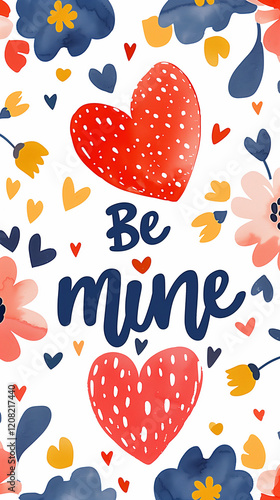 Postcard background or poster with  strawberry and flower  text for congratulations on Valentine's Day or for a declaration of love. illustration. raster