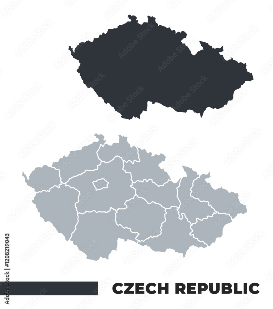 Czech Republic flat and border outline vector maps Czech Republic flat and border outline vector maps