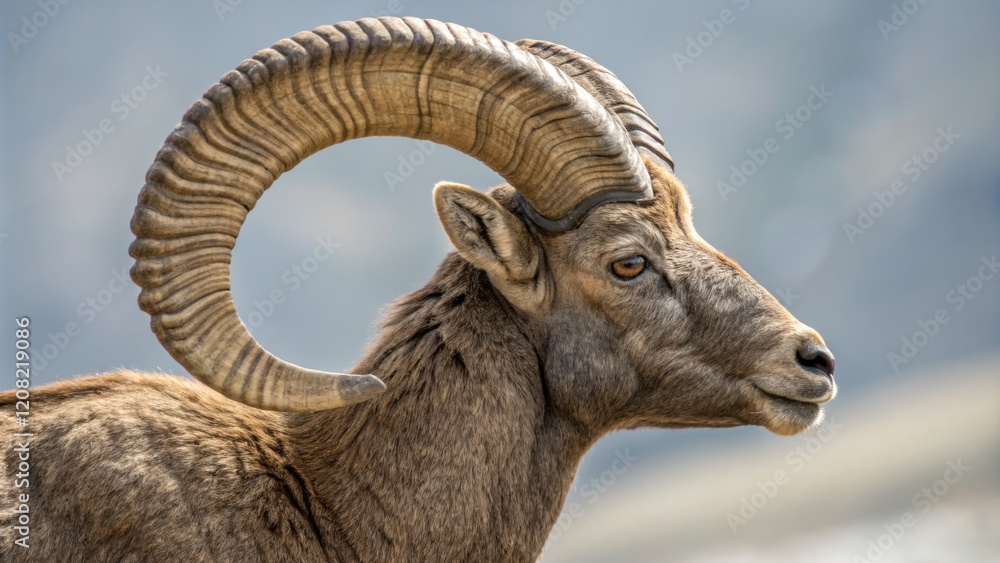 Majestic Markhor Profile Portrait, Curved Horns, Wildlife, Mountain Goat Markhor, Wild Sheep Majestic Markhor Profile Portrait, Curved Horns, Wildlife, Mountain Goat Markhor, Wild Sheep