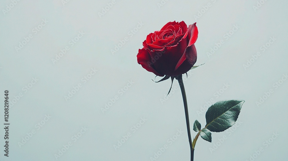 Isolated Red Rose on White Background with Soft Lighting Effect Isolated Red Rose on White Background with Soft Lighting Effect