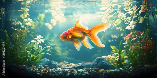 Big Goldfish in Small Aquarium – Outgrown Habitat photo