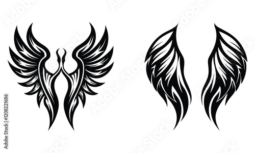 Tribal Angel Wings Tattoo Silhouette Design