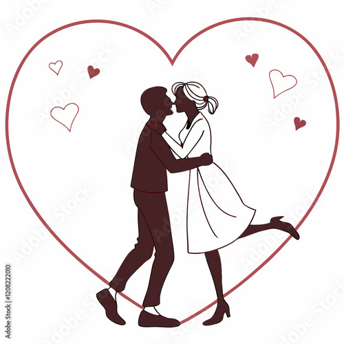 Couple Silhouette. Romantic couples. man, woman, lifestyle, affectionate, bonding, clip art, cut out, females, flirting, kissing, males, romance, togetherness, dating, holding hands, people, computer 