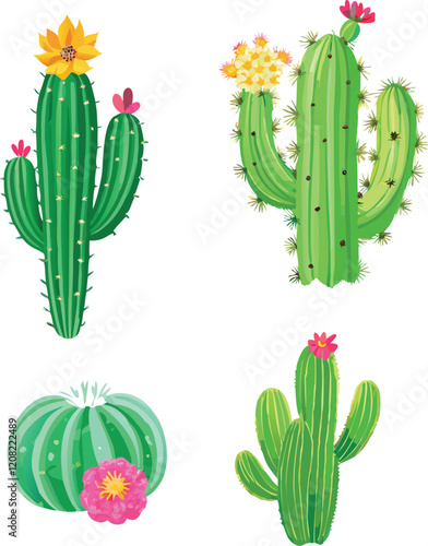 big and small cactuses