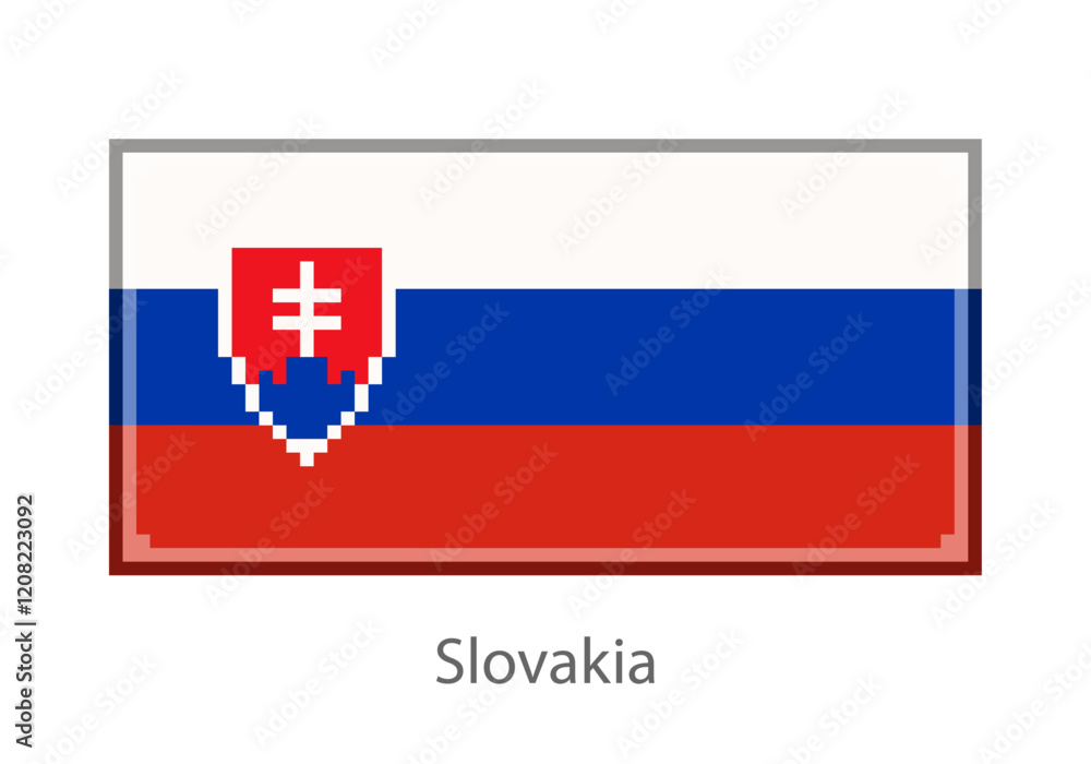 Vector illustration of the Slovakia flag in pixel art or mosaic style on white background. Collection of flags of the countries of the world. Vector illustration of the Slovakia flag in pixel art or mosaic style on white background. Collection of flags of the countries of the world.