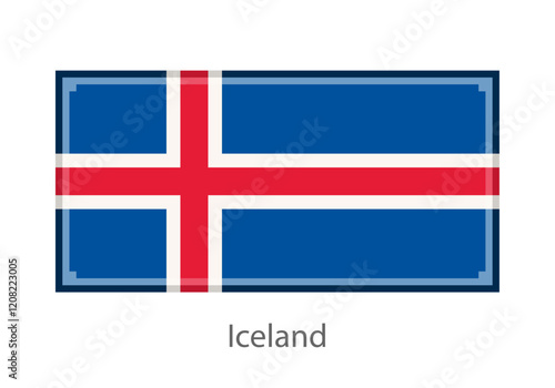 Vector illustration of the Iceland flag in pixel art or mosaic style on white background. Collection of flags of the countries of the world.