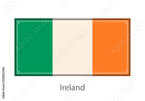 Vector illustration of the Ireland flag in pixel art or mosaic style on white background. Collection of flags of the countries of the world.