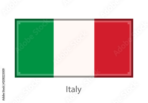 Vector illustration of the Italy flag in pixel art or mosaic style on white background. Collection of flags of the countries of the world.