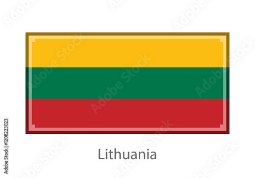 Vector illustration of the Lithuania flag in pixel art or mosaic style on white background. Collection of flags of the countries of the world.