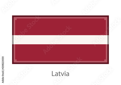Vector illustration of the Latvia flag in pixel art or mosaic style on white background. Collection of flags of the countries of the world.