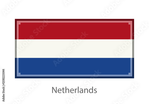 Vector illustration of the Netherlands flag in pixel art or mosaic style on white background. Collection of flags of the countries of the world.